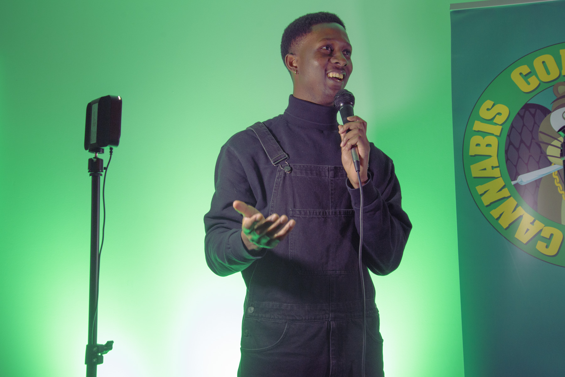 Professional standup comedians performing